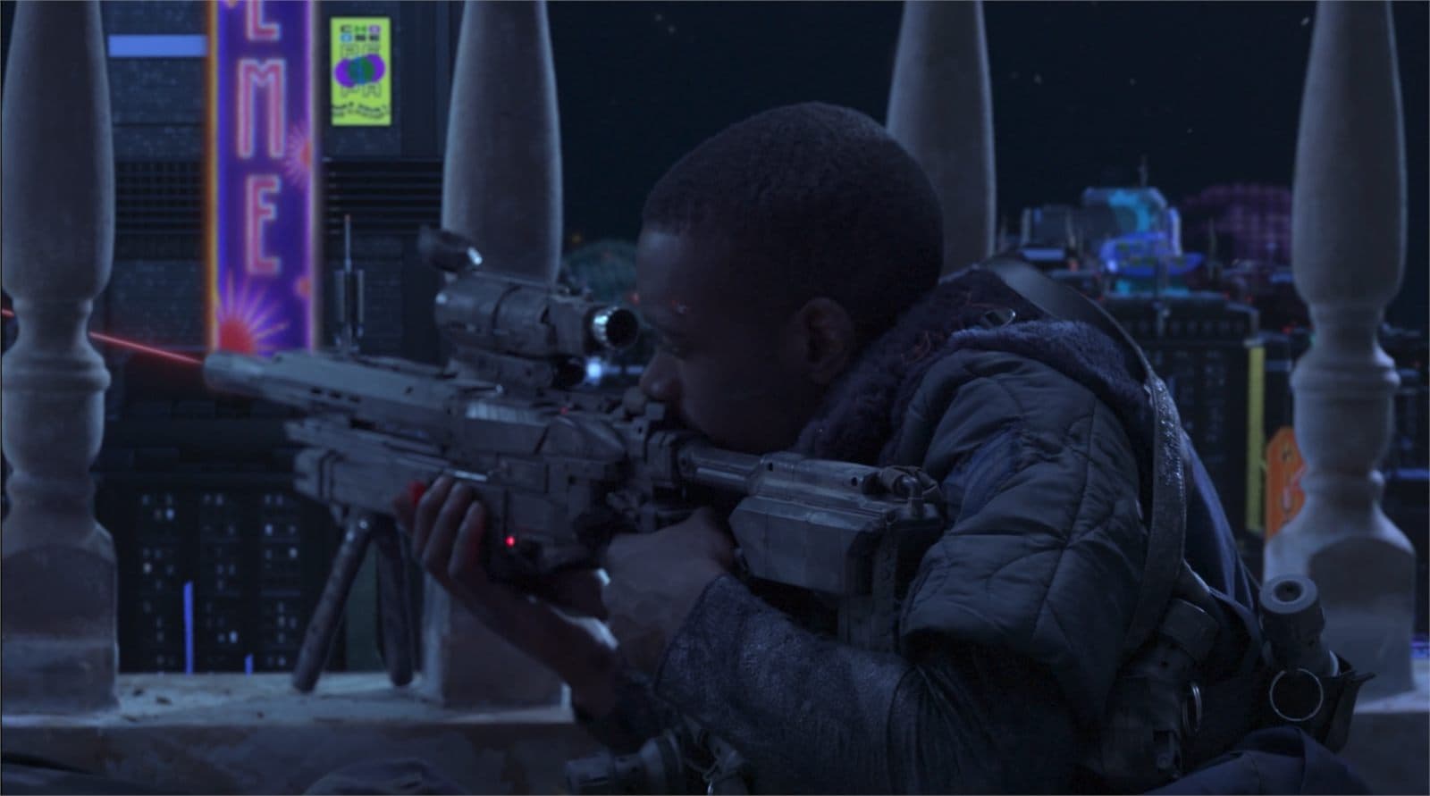 Night Sniper — Nuke Compositing portfolio piece by Sandra Madrazo